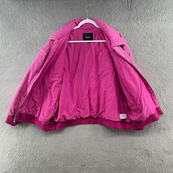 Woven Hot Pink Quilted Bomber Jacket, Size Large - Picture 3 of 11